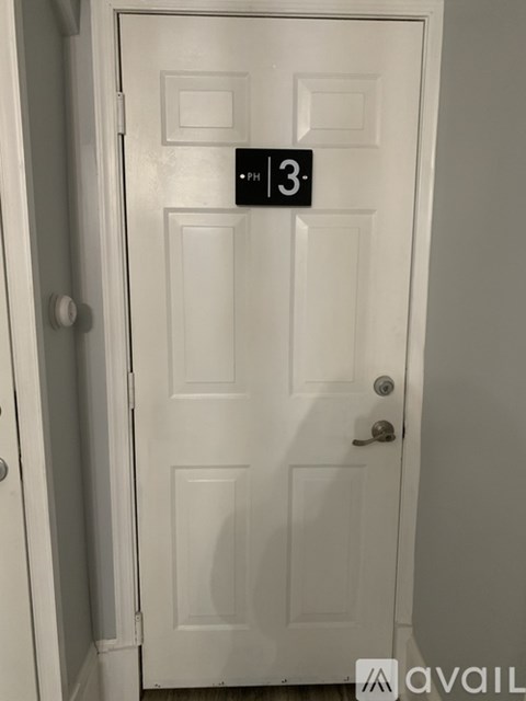 A white door with a black sign that says "PH 3" on it.