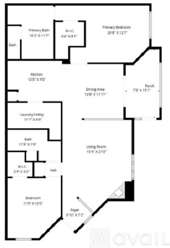 A floor plan of a house with a kitchen, laundry, and living room.