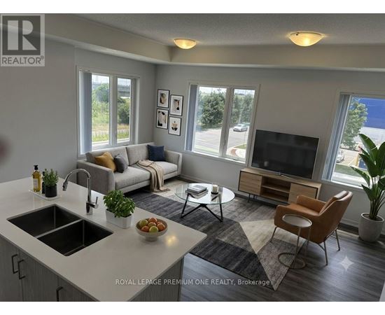 A well-lit, modern kitchen and living room with a dining table and chairs.
