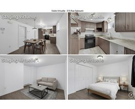 A real estate listing shows four images of a property's interior.