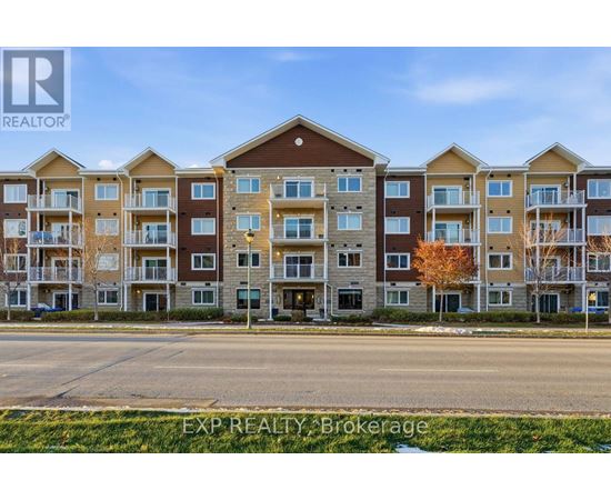 A row of apartment buildings with the EXP REALTY Brokerage logo in the foreground.