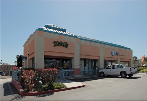 A Togg store with a white truck parked in front.