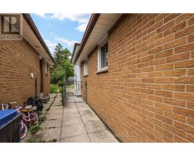 A brick wall with a bicycle and a blue container on the left.