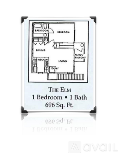 A floor plan for a one bedroom apartment with a bath.