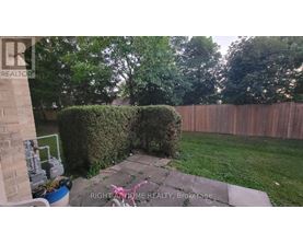 A backyard with a wooden fence and a green lawn.