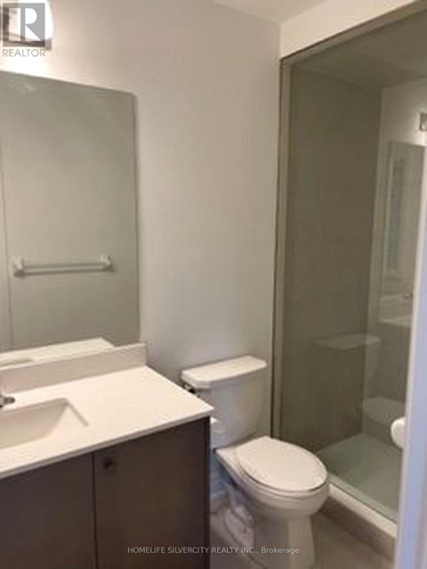 A white toilet sits next to a sink in a bathroom.