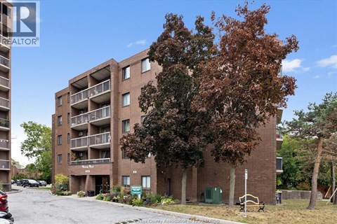 Apartment building with a tree in front of it.