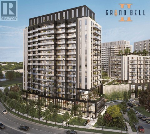 A rendering of a modern apartment building called Grand Bell.