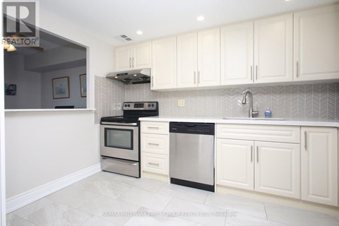 A modern kitchen with white cabinets and stainless steel appliances.