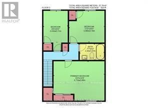 A floor plan of a building with rooms labeled in different colors.