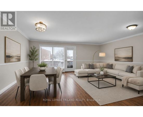 A well-lit living room with a dining table and a couch.