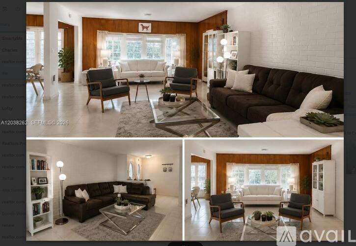 A living room with a brown couch and a white sofa.