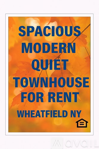A sign advertising a spacious modern quiet townhouse for rent in Wheatfield NY.