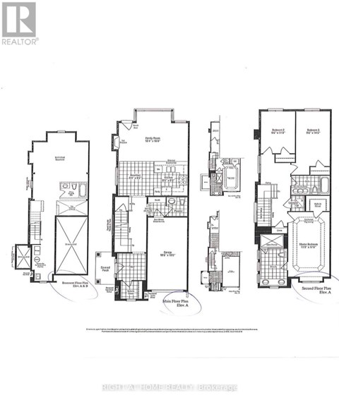 A set of four floor plans for a residential building.