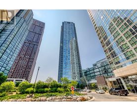 A modern cityscape with a mix of residential and commercial buildings.
