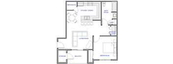 1 Bedroom, 1 bath, Type A