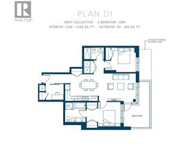 A floor plan for a 2 bedroom and den apartment.