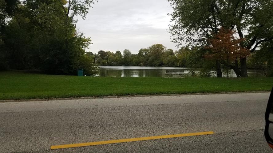 A park with a lake and trees.