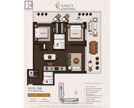A floor plan for a suite with two bedrooms and a living area.