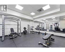A gym with a variety of equipment including a squat rack, bench, and weights.
