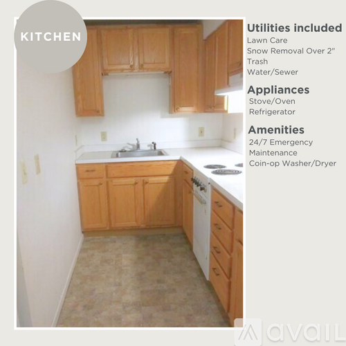 A kitchen with wooden cabinets and a white countertop.