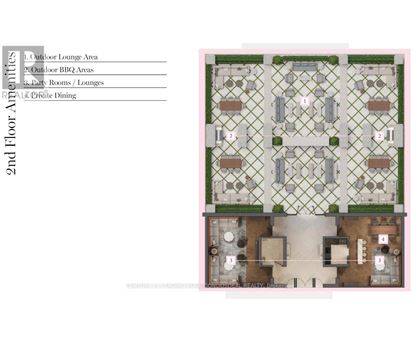 A floor plan of a building with a second floor labeled.