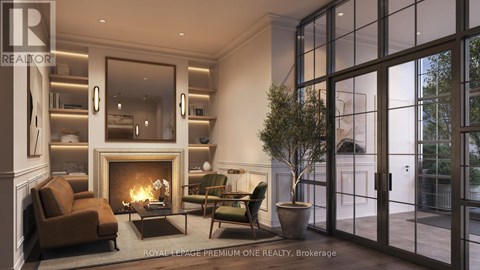 A living room with a fireplace and a large window.