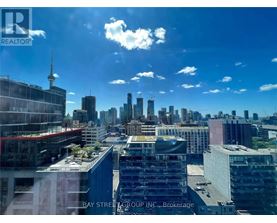A cityscape with a clear sky and a building under construction.