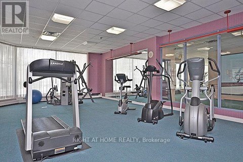 A gym with a treadmill, elliptical machines and other exercise equipment.