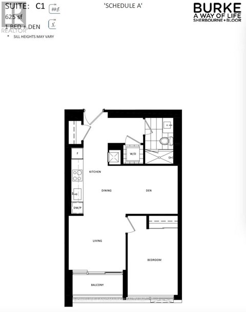 A black and white image of a floor plan for a suite in Burke A Way of Life.