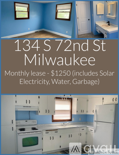 A small room with a kitchenette is for rent at 134 S 72nd St Milwaukee for $1250 per month.
