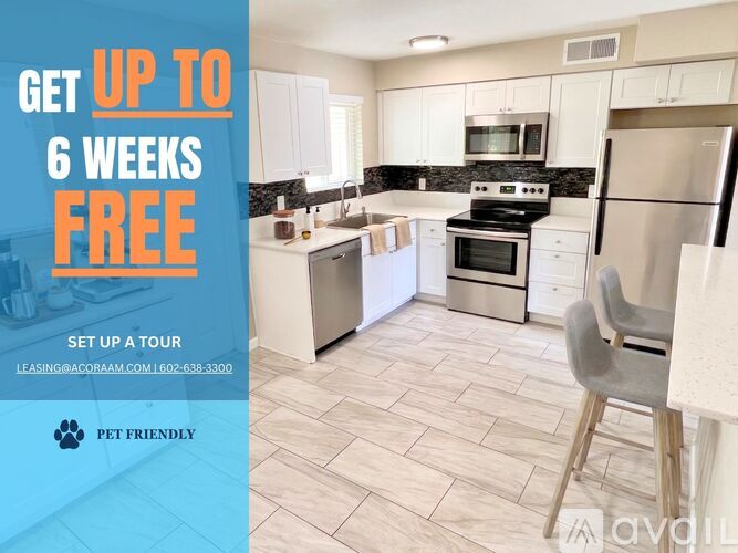A kitchen advertisement offering up to 6 weeks free with a tour.