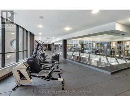 A gym with treadmills and other exercise equipment.