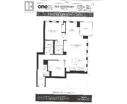 A black and white floor plan for a two bedroom, one bathroom apartment.
