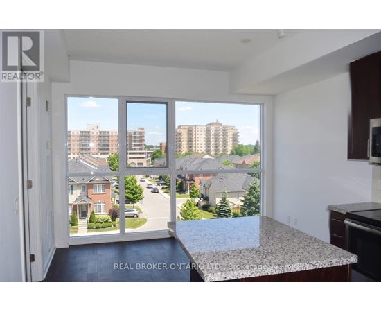 A view from a kitchen window looking out at a residential street.
