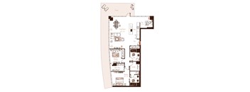 Eva apartment floor plan showing the layout, room configuration and approximate dimensions.