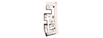 Eva apartment floor plan showing the layout, room configuration and approximate dimensions.