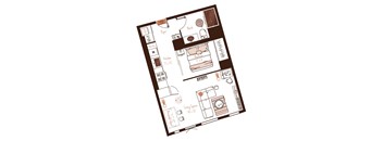 Eva apartment floor plan showing the layout, room configuration and approximate dimensions.