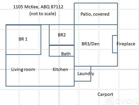A diagram shows the layout of a house with labeled rooms such as a living room, kitchen, laundry, and bath.