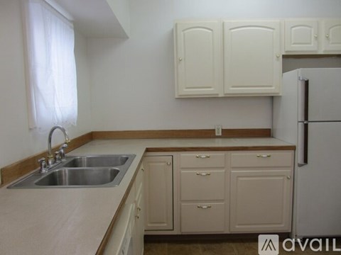A kitchen with a sink and cabinets.