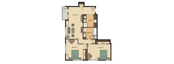 2 Bedrooms 1 Bathroom