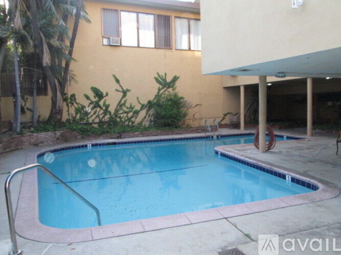 A small pool in a backyard.