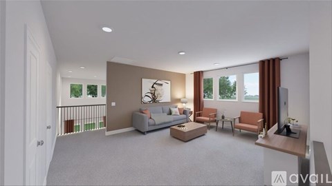 A modern living room with a grey sofa set and a coffee table.