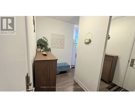 A room with a wooden box on the floor and a plant on top of it.