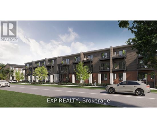 A modern apartment complex with a car parked in front.