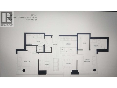 A floor plan of a house with a living room, two bedrooms, a kitchen, a dining room, a bathroom, a study, and an outdoor area.