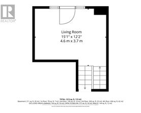 A black and white image of a floor plan for a living room.