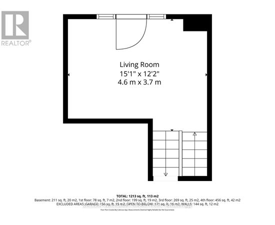 A black and white image of a floor plan for a living room.