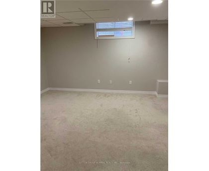 A room with a carpeted floor and a window with blinds.