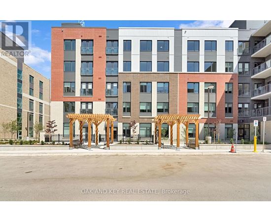 A building with a sign that says Oak and Key Real Estate Brokerage.